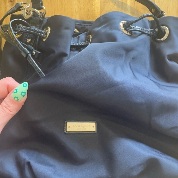 KATE SPADE Dark Navy Blue Nylon Drawstring Bucket Bag - Picture 8 of 11